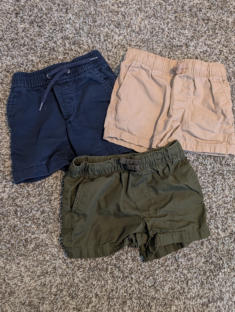 Three-Pack Pull-On Shorts - Navy, Tan, Olive
